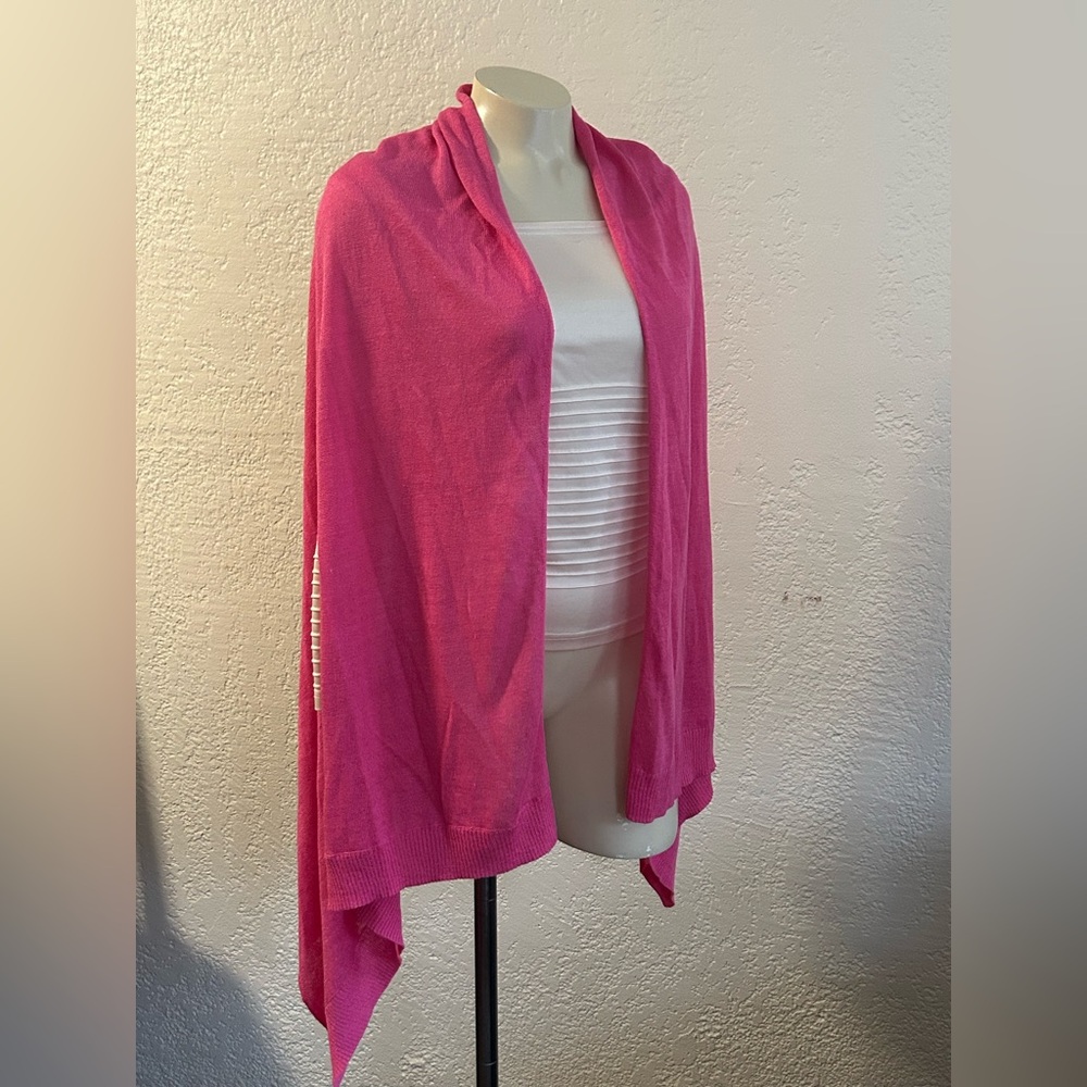Talbots Bright Pink linen blend Knitwear cover up / top  M L - Picture 2 of 11